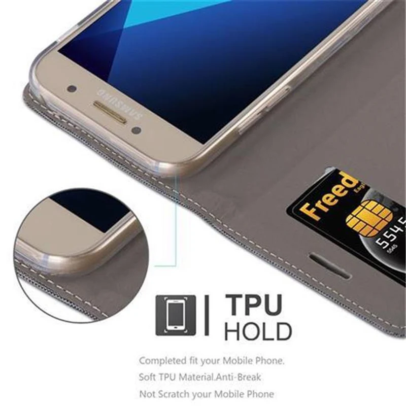 Cadorabo Hülle kompatibel mit Samsung Galaxy A5 2017 Schutzhülle mit Magnetverschluss, Standfunktion und Kartenfach