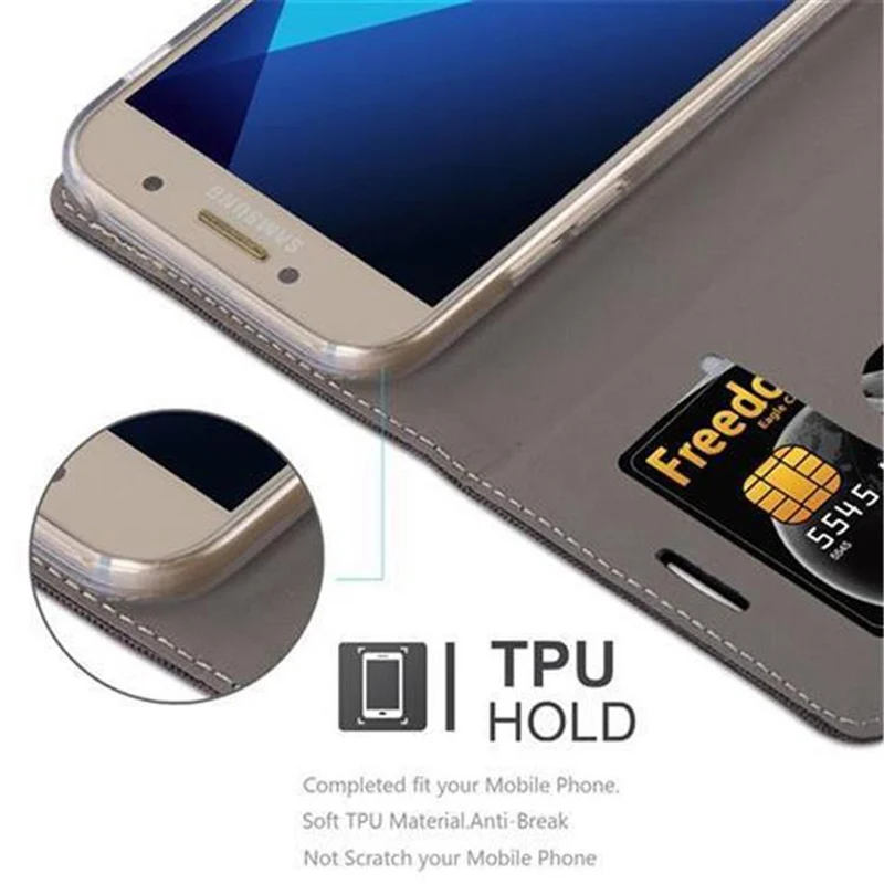 Cadorabo Hülle kompatibel mit Samsung Galaxy A5 2017 Schutzhülle mit Magnetverschluss, Standfunktion und Kartenfach