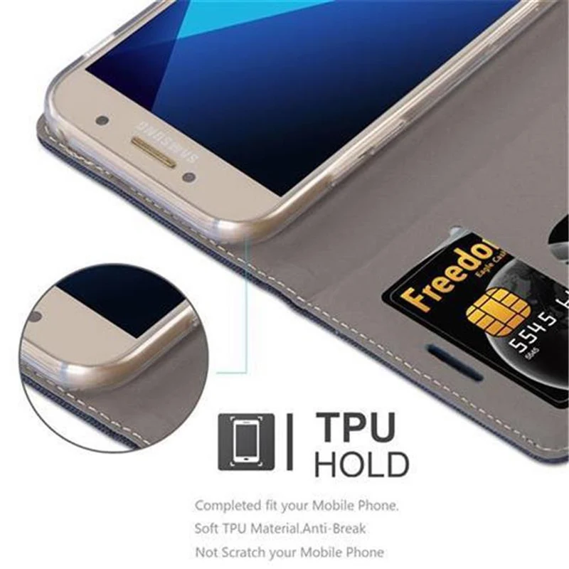 Cadorabo Hülle kompatibel mit Samsung Galaxy A5 2017 Schutzhülle mit Magnetverschluss, Standfunktion und Kartenfach