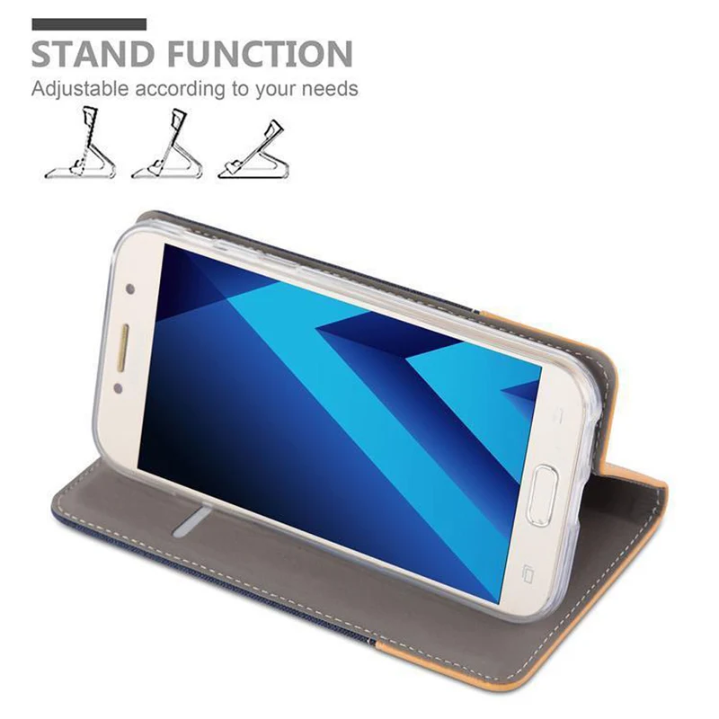 Cadorabo Hülle kompatibel mit Samsung Galaxy A3 2017 Schutzhülle mit Magnetverschluss, Standfunktion und Kartenfach