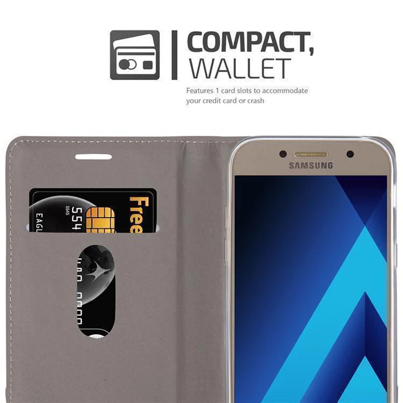 Cadorabo Hülle kompatibel mit Samsung Galaxy A3 2017 Schutzhülle mit Magnetverschluss, Standfunktion und Kartenfach