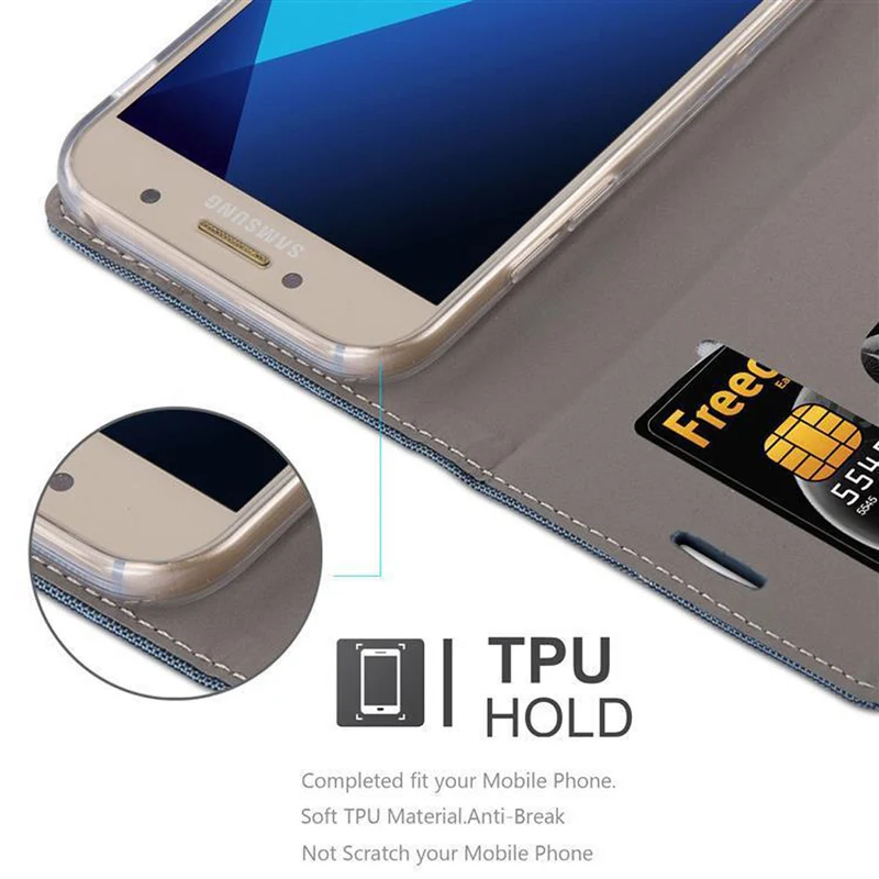 Cadorabo Hülle kompatibel mit Samsung Galaxy A3 2017 Schutzhülle mit Magnetverschluss, Standfunktion und Kartenfach