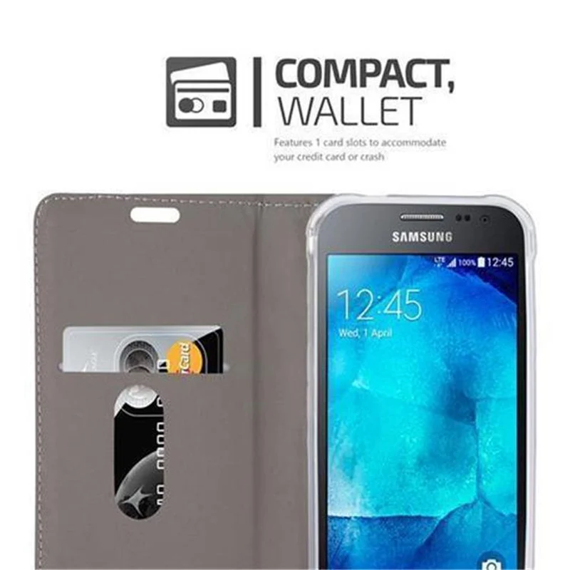 Cadorabo Hülle kompatibel mit Samsung Galaxy XCover 3 Schutzhülle mit Magnetverschluss, Standfunktion und Kartenfach