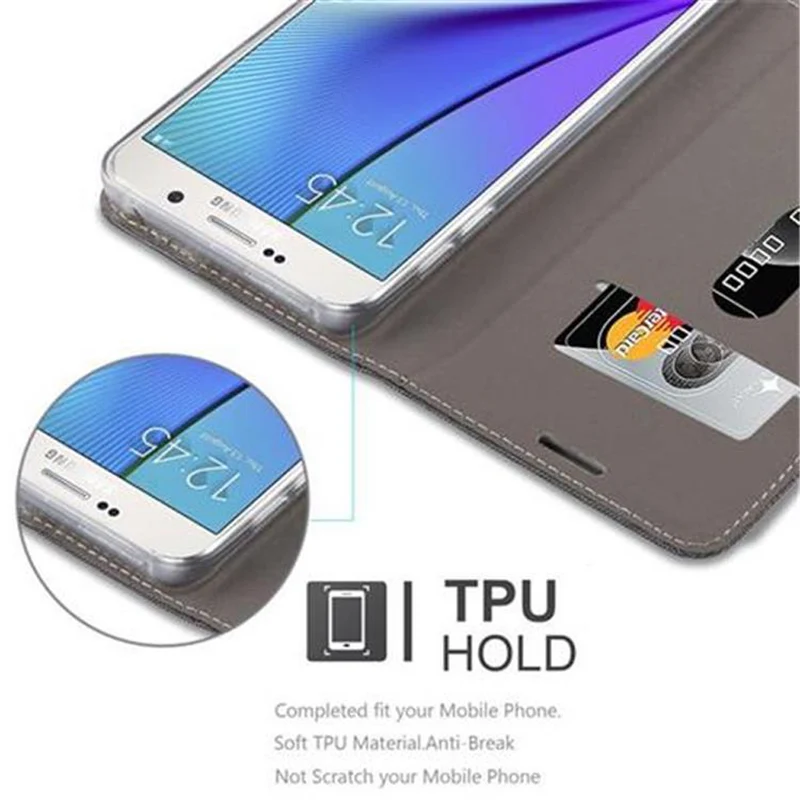 Cadorabo Hülle kompatibel mit Samsung Galaxy NOTE 5 Schutzhülle mit Magnetverschluss, Standfunktion und Kartenfach
