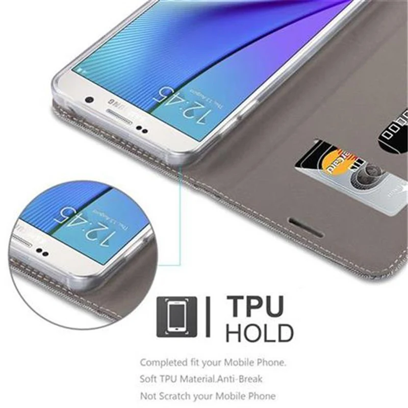 Cadorabo Hülle kompatibel mit Samsung Galaxy NOTE 5 Schutzhülle mit Magnetverschluss, Standfunktion und Kartenfach