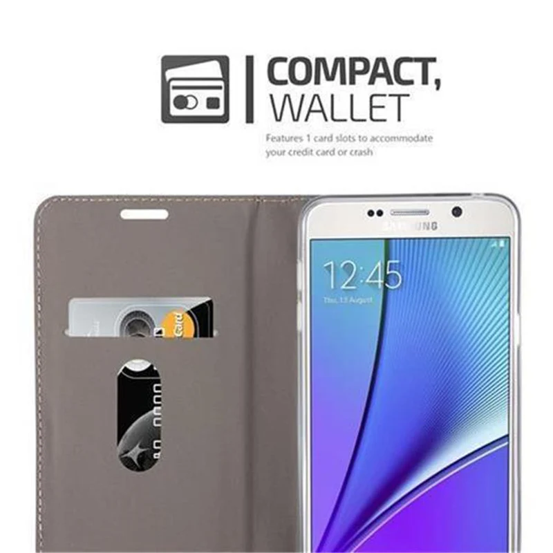 Cadorabo Hülle kompatibel mit Samsung Galaxy NOTE 5 Schutzhülle mit Magnetverschluss, Standfunktion und Kartenfach