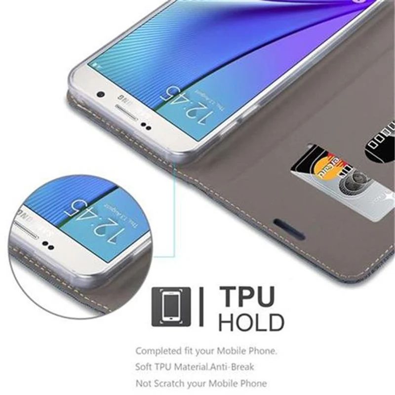 Cadorabo Hülle kompatibel mit Samsung Galaxy NOTE 5 Schutzhülle mit Magnetverschluss, Standfunktion und Kartenfach