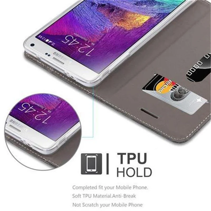 Cadorabo Hülle kompatibel mit Samsung Galaxy NOTE 4 Schutzhülle mit Magnetverschluss, Standfunktion und Kartenfach