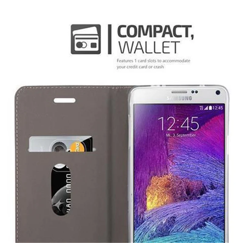 Cadorabo Hülle kompatibel mit Samsung Galaxy NOTE 4 Schutzhülle mit Magnetverschluss, Standfunktion und Kartenfach