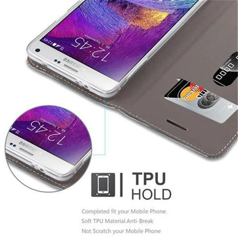 Cadorabo Hülle kompatibel mit Samsung Galaxy NOTE 4 Schutzhülle mit Magnetverschluss, Standfunktion und Kartenfach