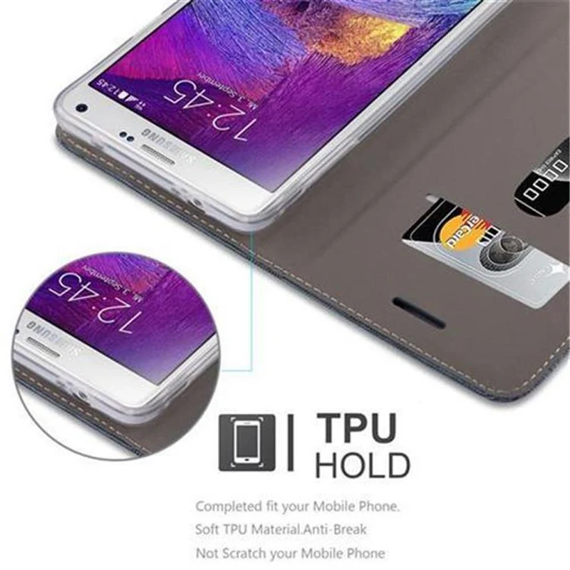 Cadorabo Hülle kompatibel mit Samsung Galaxy NOTE 4 Schutzhülle mit Magnetverschluss, Standfunktion und Kartenfach