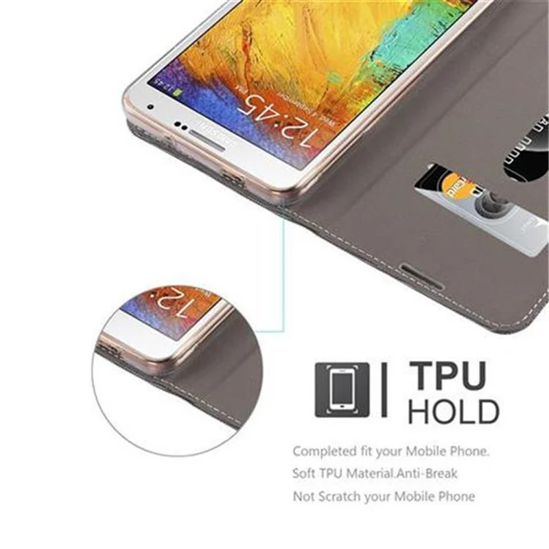 Cadorabo Hülle kompatibel mit Samsung Galaxy NOTE 3 Schutzhülle mit Magnetverschluss, Standfunktion und Kartenfach