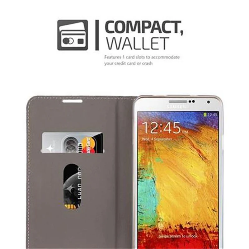 Cadorabo Hülle kompatibel mit Samsung Galaxy NOTE 3 Schutzhülle mit Magnetverschluss, Standfunktion und Kartenfach