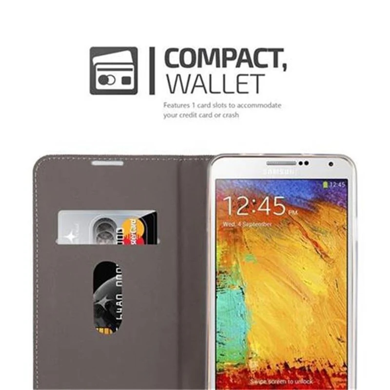 Cadorabo Hülle kompatibel mit Samsung Galaxy NOTE 3 Schutzhülle mit Magnetverschluss, Standfunktion und Kartenfach