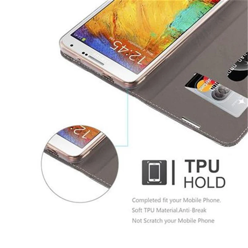 Cadorabo Hülle kompatibel mit Samsung Galaxy NOTE 3 Schutzhülle mit Magnetverschluss, Standfunktion und Kartenfach