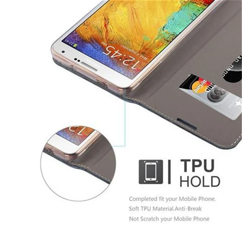 Cadorabo Hülle kompatibel mit Samsung Galaxy NOTE 3 Schutzhülle mit Magnetverschluss, Standfunktion und Kartenfach