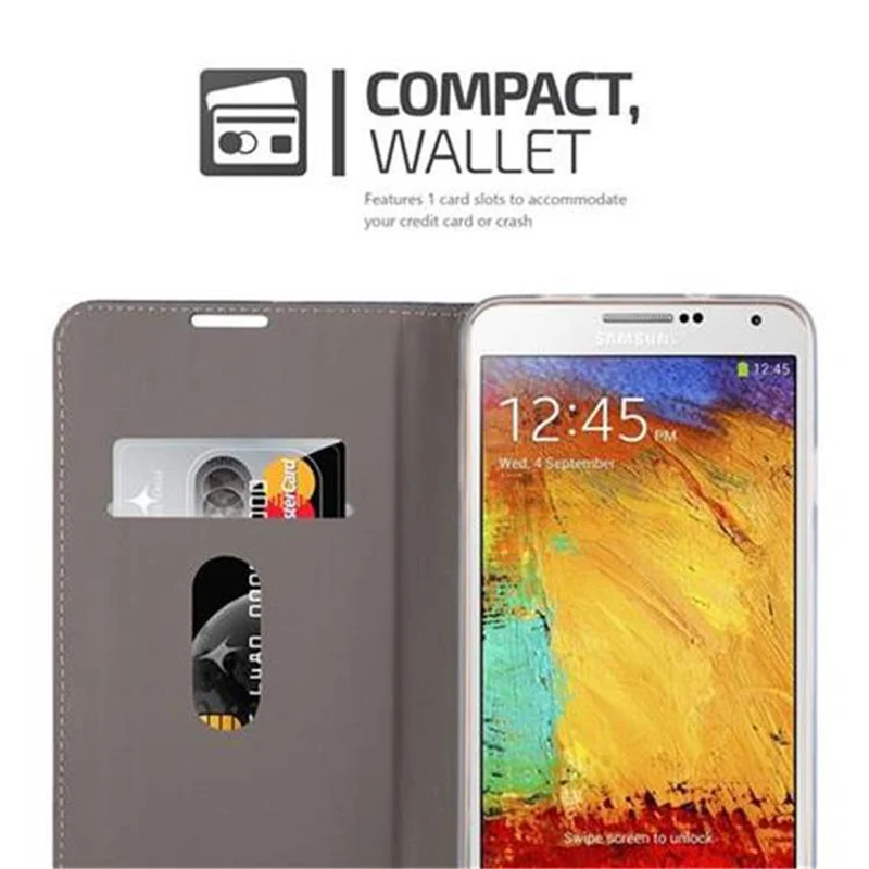 Cadorabo Hülle kompatibel mit Samsung Galaxy NOTE 3 Schutzhülle mit Magnetverschluss, Standfunktion und Kartenfach