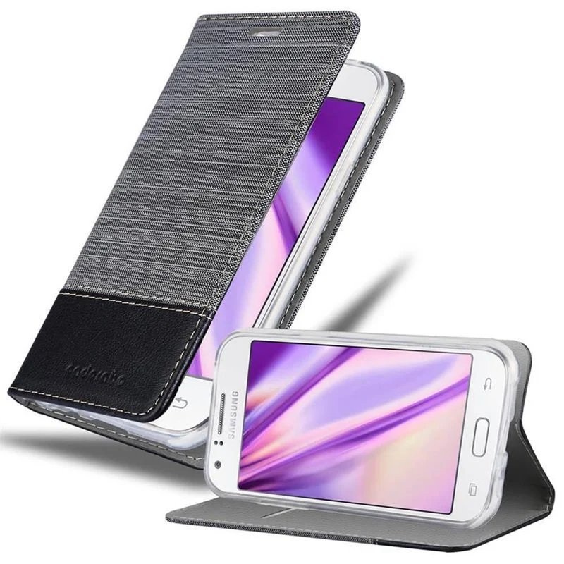 Cadorabo Hülle kompatibel mit Samsung Galaxy J1 2015 Schutzhülle mit Magnetverschluss, Standfunktion und Kartenfach