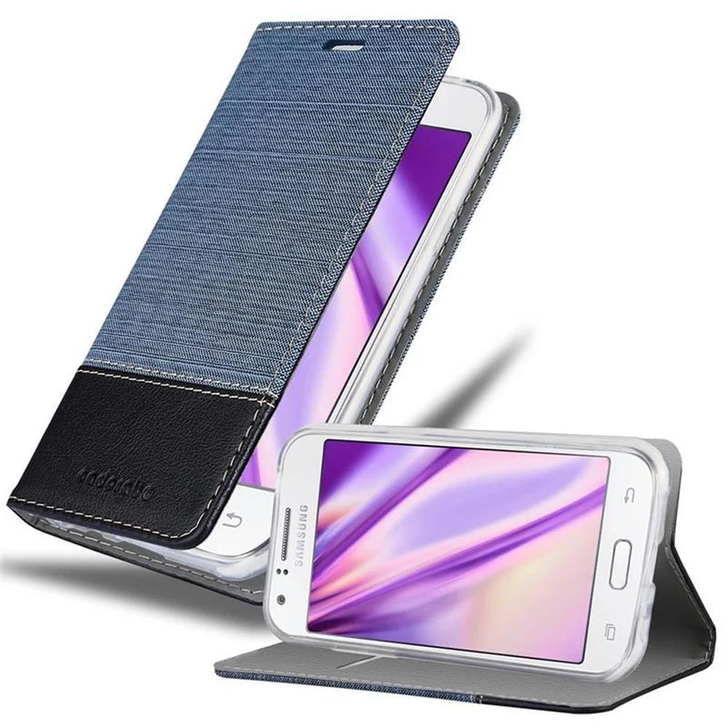 Cadorabo Hülle kompatibel mit Samsung Galaxy J1 2015 Schutzhülle mit Magnetverschluss, Standfunktion und Kartenfach