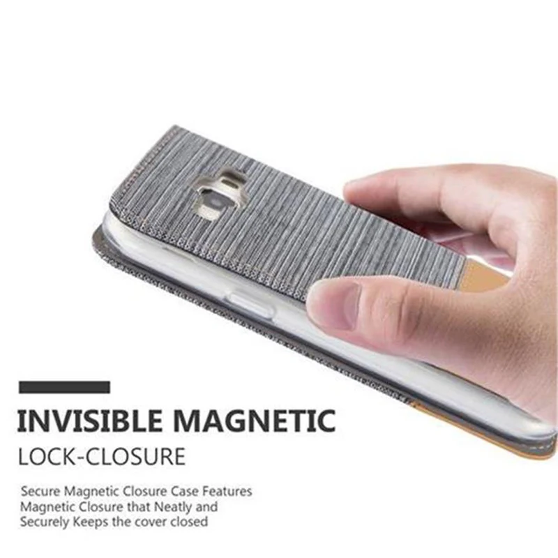 Cadorabo Hülle kompatibel mit Samsung Galaxy J1 2015 Schutzhülle mit Magnetverschluss, Standfunktion und Kartenfach