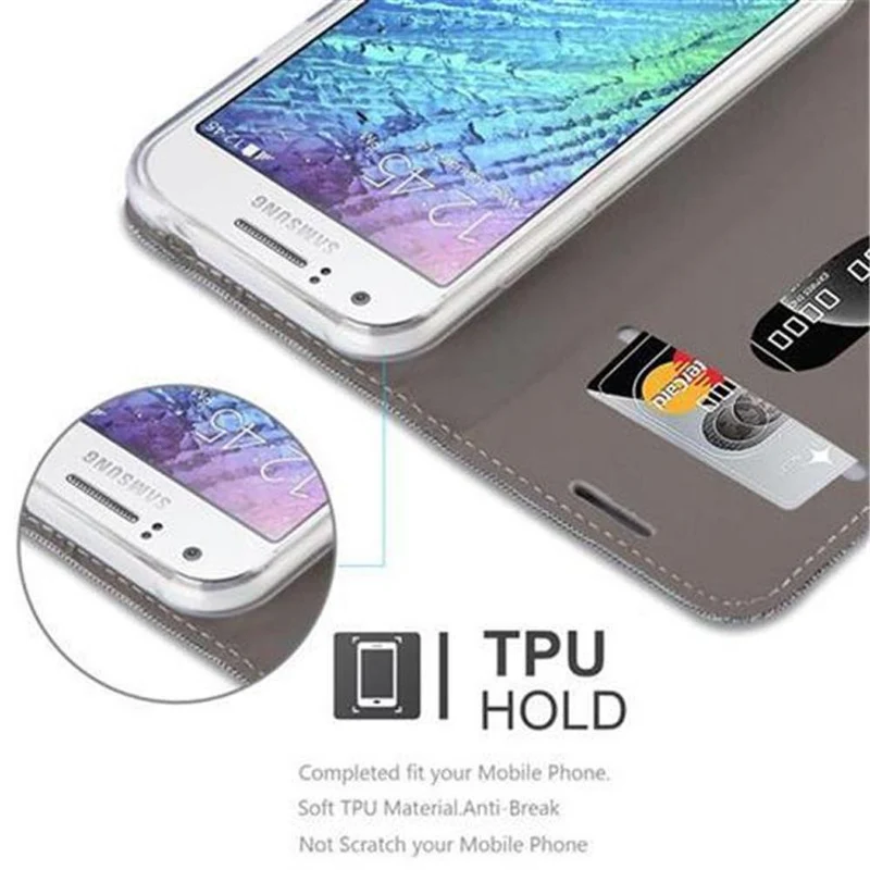Cadorabo Hülle kompatibel mit Samsung Galaxy J1 2015 Schutzhülle mit Magnetverschluss, Standfunktion und Kartenfach