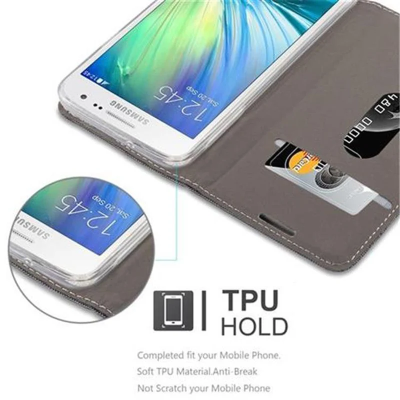 Cadorabo Hülle kompatibel mit Samsung Galaxy A3 2015 Schutzhülle mit Magnetverschluss, Standfunktion und Kartenfach
