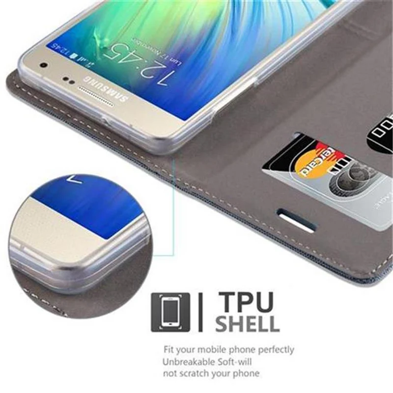 Cadorabo Hülle kompatibel mit Samsung Galaxy A3 2015 Schutzhülle mit Magnetverschluss, Standfunktion und Kartenfach