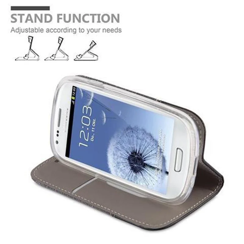 Cadorabo Hülle kompatibel mit Samsung Galaxy S3 MINI Schutzhülle mit Magnetverschluss, Standfunktion und Kartenfach