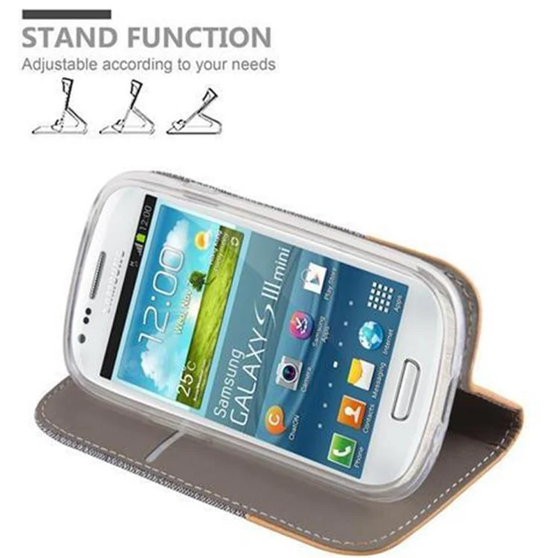 Cadorabo Hülle kompatibel mit Samsung Galaxy S3 MINI Schutzhülle mit Magnetverschluss, Standfunktion und Kartenfach