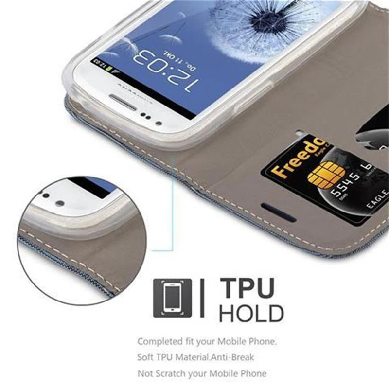 Cadorabo Hülle kompatibel mit Samsung Galaxy S3 MINI Schutzhülle mit Magnetverschluss, Standfunktion und Kartenfach