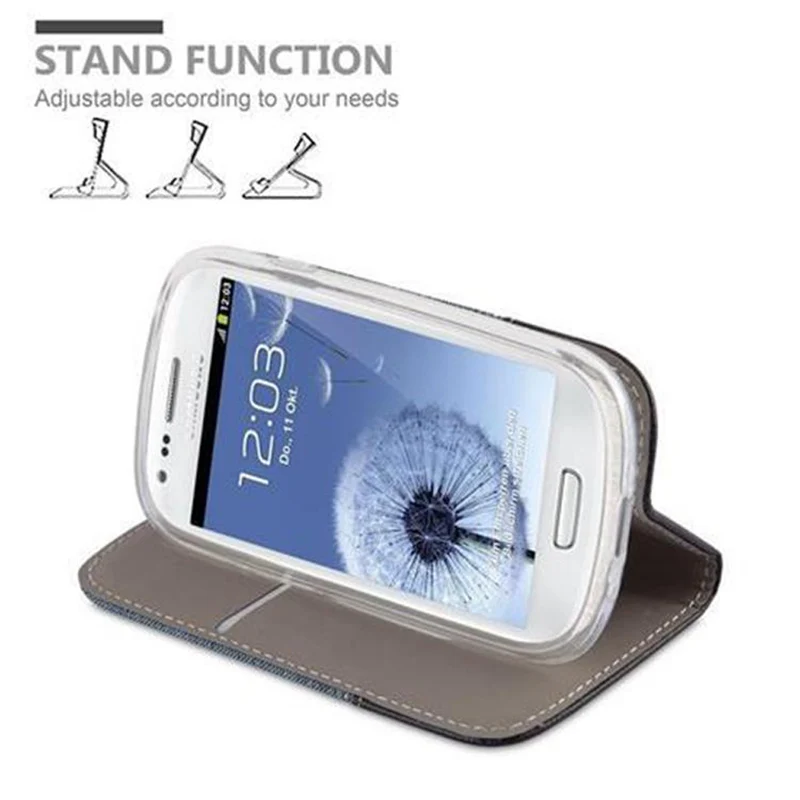 Cadorabo Hülle kompatibel mit Samsung Galaxy S3 MINI Schutzhülle mit Magnetverschluss, Standfunktion und Kartenfach