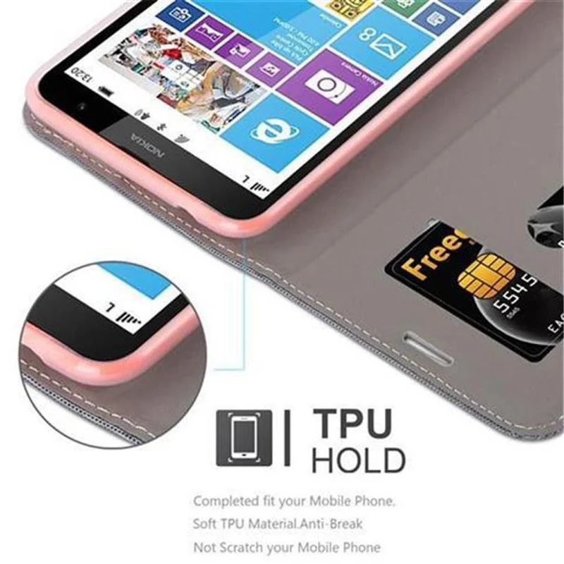 Cadorabo Hülle kompatibel mit Nokia Lumia 1320 Schutzhülle mit Magnetverschluss, Standfunktion und Kartenfach