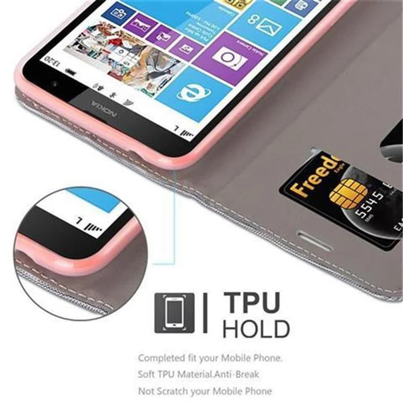 Cadorabo Hülle kompatibel mit Nokia Lumia 1320 Schutzhülle mit Magnetverschluss, Standfunktion und Kartenfach