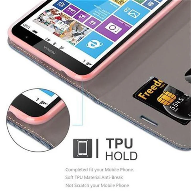 Cadorabo Hülle kompatibel mit Nokia Lumia 1320 Schutzhülle mit Magnetverschluss, Standfunktion und Kartenfach