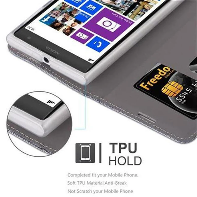 Cadorabo Hülle kompatibel mit Nokia Lumia 1020 Schutzhülle mit Magnetverschluss, Standfunktion und Kartenfach
