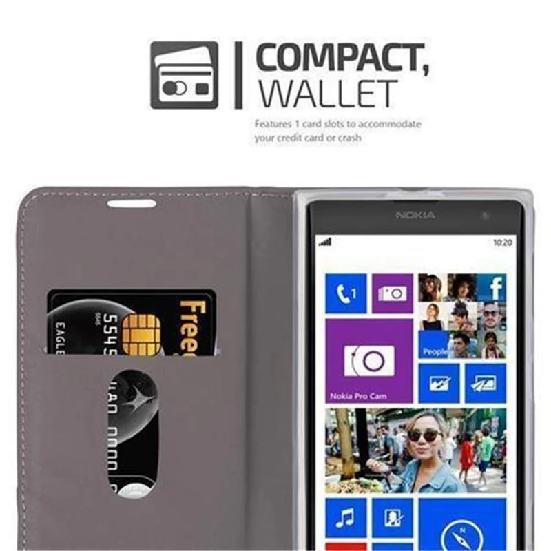 Cadorabo Hülle kompatibel mit Nokia Lumia 1020 Schutzhülle mit Magnetverschluss, Standfunktion und Kartenfach