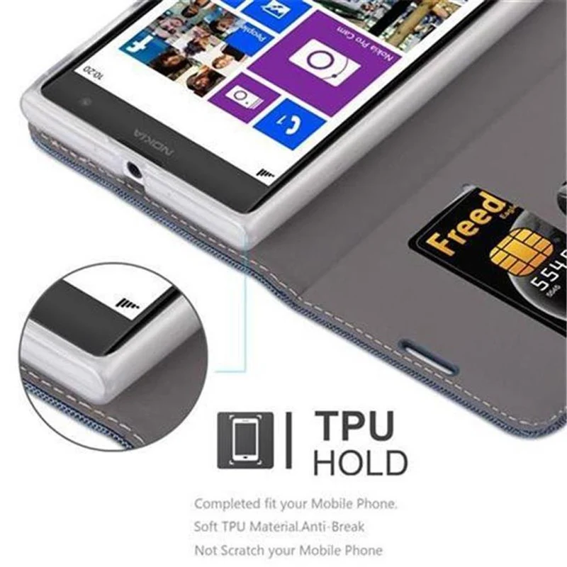 Cadorabo Hülle kompatibel mit Nokia Lumia 1020 Schutzhülle mit Magnetverschluss, Standfunktion und Kartenfach