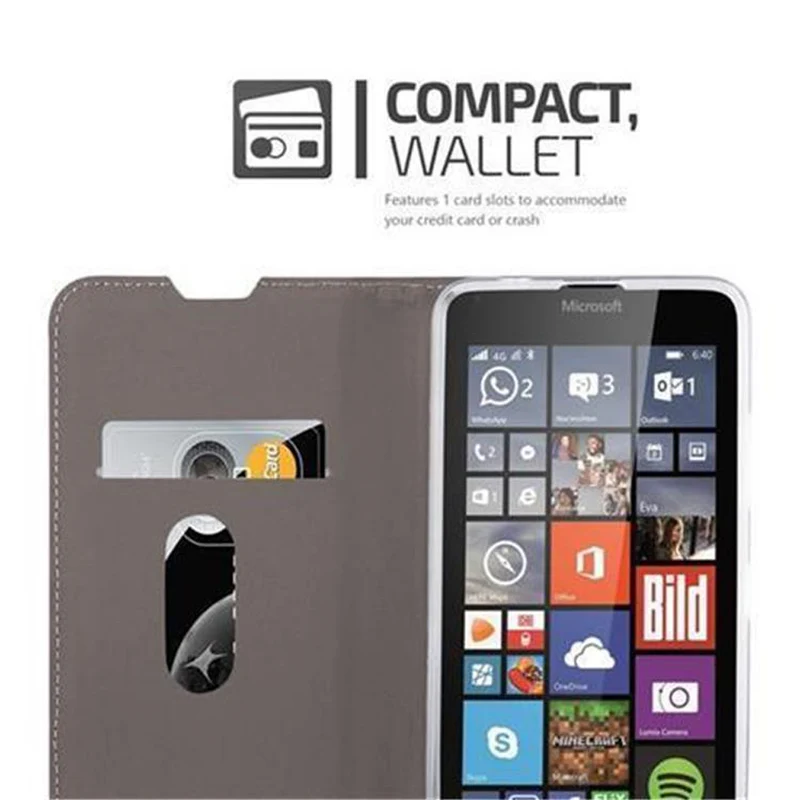 Cadorabo Hülle kompatibel mit Nokia Lumia 640 Schutzhülle mit Magnetverschluss, Standfunktion und Kartenfach
