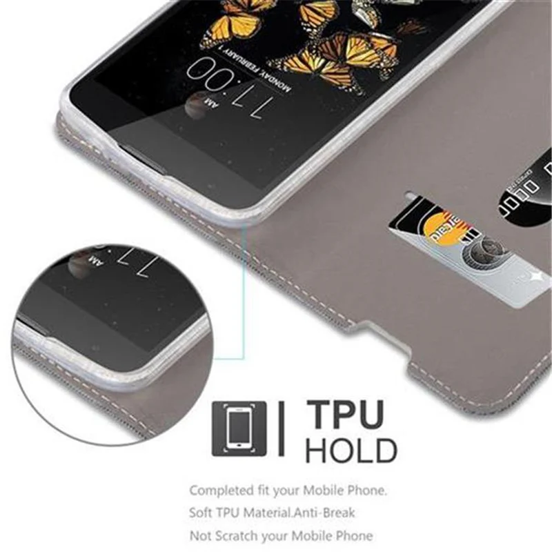 Cadorabo Hülle kompatibel mit LG K8 2016 Schutzhülle mit Magnetverschluss, Standfunktion und Kartenfach