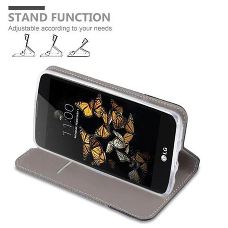 Cadorabo Hülle kompatibel mit LG K8 2016 Schutzhülle mit Magnetverschluss, Standfunktion und Kartenfach