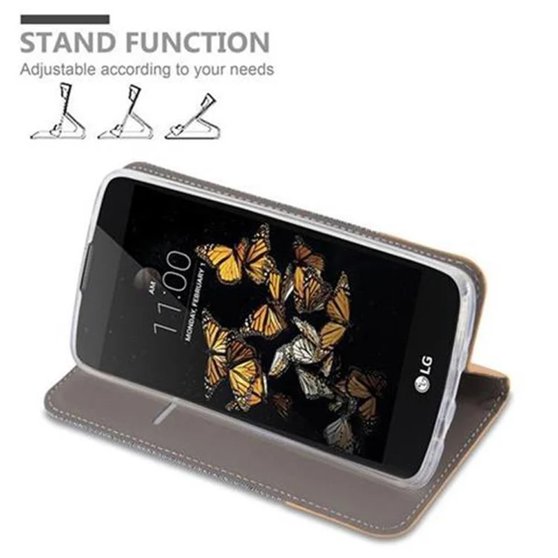 Cadorabo Hülle kompatibel mit LG K8 2016 Schutzhülle mit Magnetverschluss, Standfunktion und Kartenfach