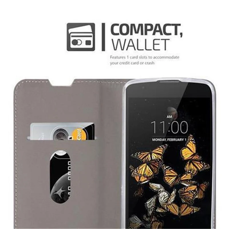 Cadorabo Hülle kompatibel mit LG K8 2016 Schutzhülle mit Magnetverschluss, Standfunktion und Kartenfach
