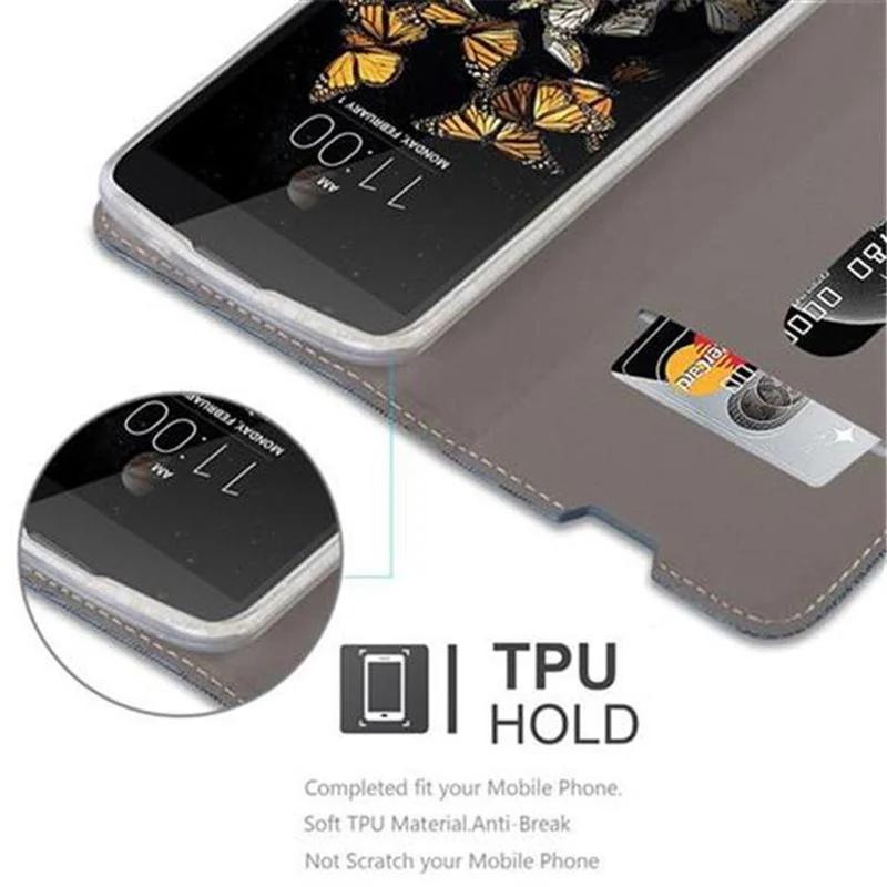 Cadorabo Hülle kompatibel mit LG K8 2016 Schutzhülle mit Magnetverschluss, Standfunktion und Kartenfach