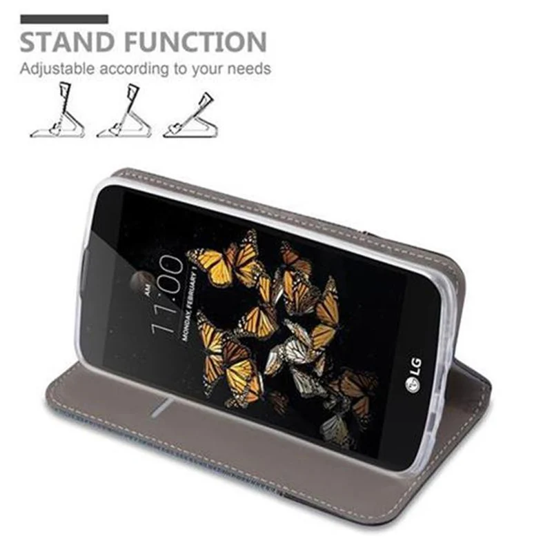 Cadorabo Hülle kompatibel mit LG K8 2016 Schutzhülle mit Magnetverschluss, Standfunktion und Kartenfach