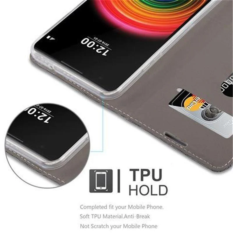 Cadorabo Hülle kompatibel mit LG X POWER Schutzhülle mit Magnetverschluss, Standfunktion und Kartenfach