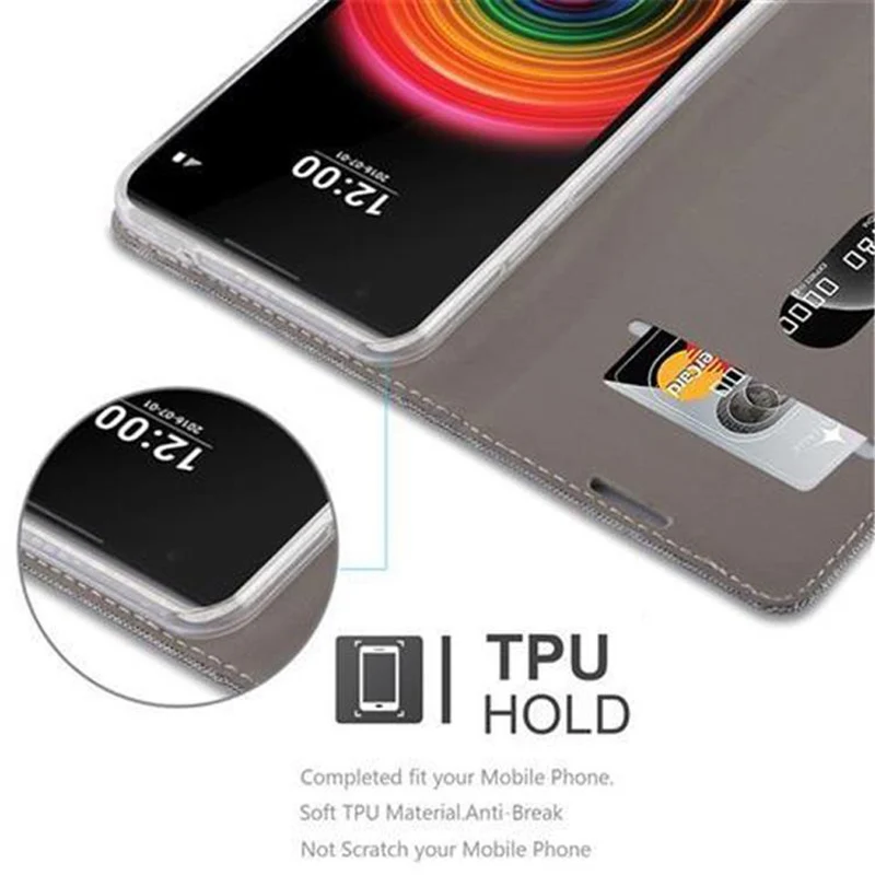 Cadorabo Hülle kompatibel mit LG X POWER Schutzhülle mit Magnetverschluss, Standfunktion und Kartenfach
