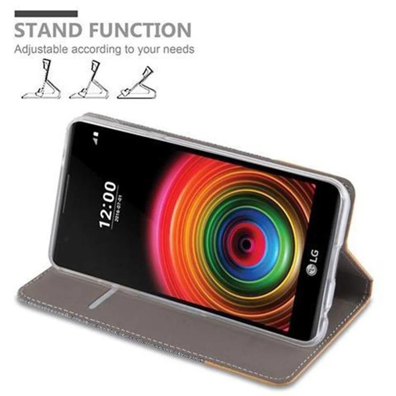 Cadorabo Hülle kompatibel mit LG X POWER Schutzhülle mit Magnetverschluss, Standfunktion und Kartenfach