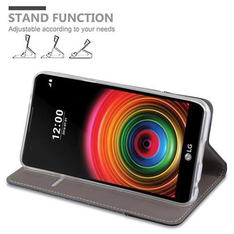 Cadorabo Hülle kompatibel mit LG X POWER Schutzhülle mit Magnetverschluss, Standfunktion und Kartenfach