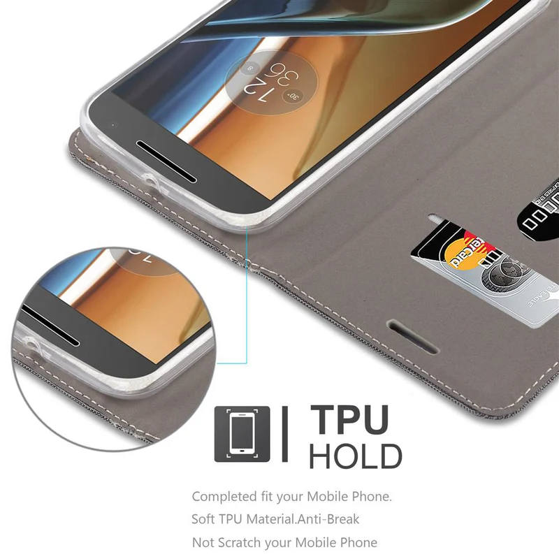 Cadorabo Hülle kompatibel mit Motorola MOTO G4 / G4 PLUS Schutzhülle mit Magnetverschluss, Standfunktion und Kartenfach