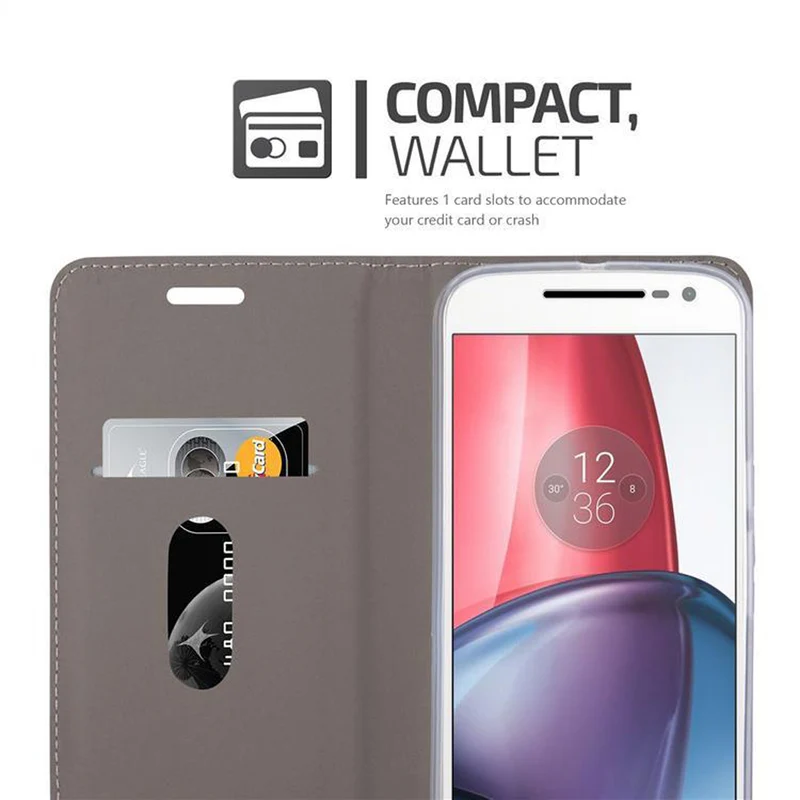 Cadorabo Hülle kompatibel mit Motorola MOTO G4 / G4 PLUS Schutzhülle mit Magnetverschluss, Standfunktion und Kartenfach